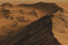 Mountainous Crater Rim on Mars