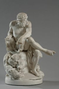 pluton, dieu des enfers tenant cerbère enchaîné